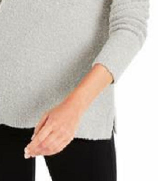 Suéter feminino Alfani com gola falsa e bouclé, cinza, tamanho GG