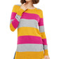 Blusa feminina Maison Jules com estampa de blocos de cores, manga longa, gola redonda, amarelo escuro, tamanho pequeno