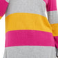 Blusa feminina Maison Jules com estampa de blocos de cores, manga longa, gola redonda, amarelo escuro, tamanho pequeno