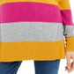 Camiseta feminina Maison Jules com estampa de blocos de cores e gola redonda, manga comprida, tamanho XS