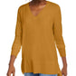 Suéter feminino Maison Jules com decote em V, amarelo, tamanho pequeno