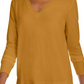 Suéter feminino Maison Jules com decote em V, amarelo, tamanho pequeno