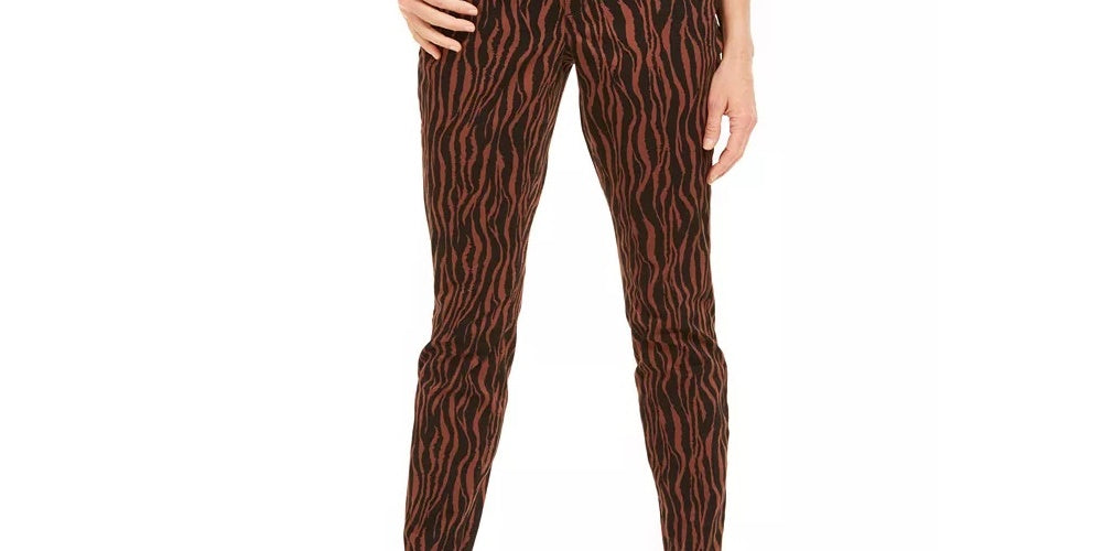 Calça jeans skinny feminina estampada e curvilínea da INC International Concepts, tamanho 6, marrom