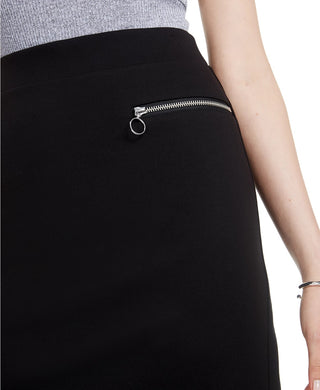 Minissaia feminina Bar III com zíper, preta, tamanho médio