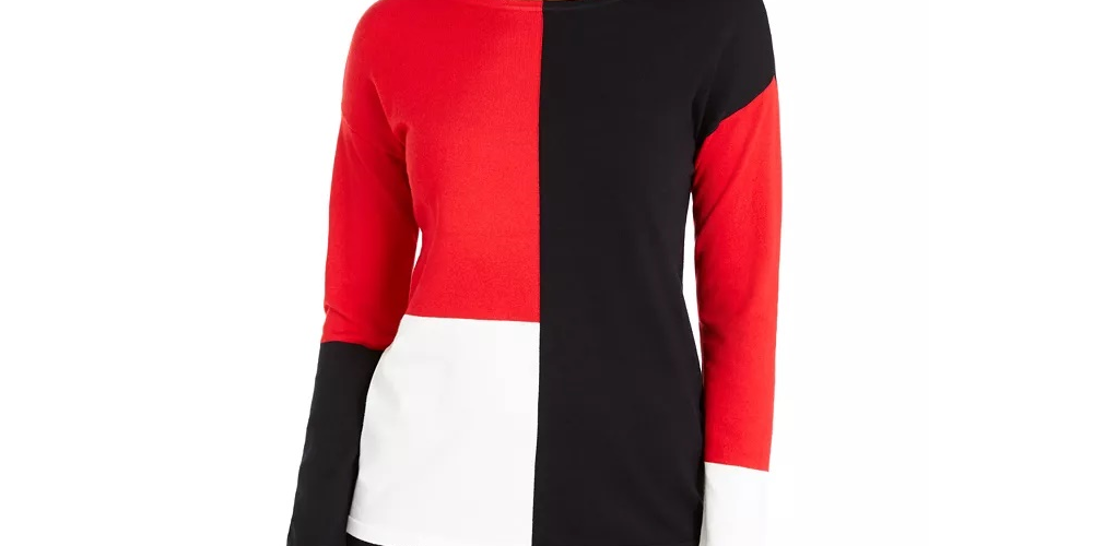 Blusa Alfani Feminina Ombro Caído Colorblocked Vermelha Tamanho Pequeno Pequeno