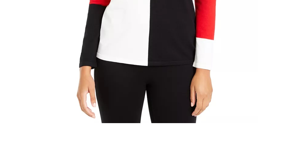 Blusa Alfani Feminina Ombro Caído Colorblocked Vermelha Tamanho Pequeno Pequeno