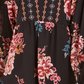 Top feminino estilo camponês com bainha de lenço estampado, preto, tamanho XX-G