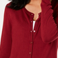 Cardigan feminino de manga comprida com botões na frente, tamanho vinho, tamanho extragrande