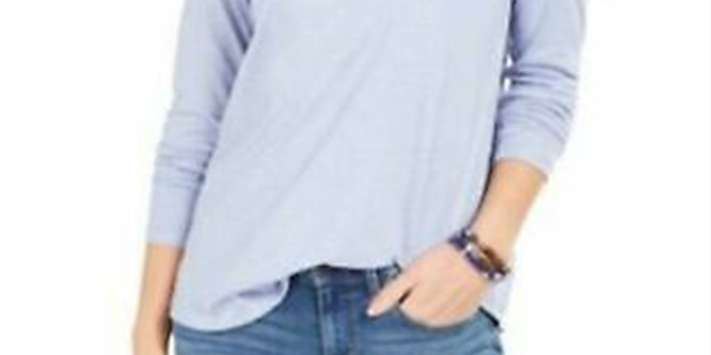 Top feminino com brilho salpicado estilo &amp; co, azul, tamanho pequeno