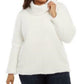 Suéter feminino plus size com gola alta e sherpa sintética, tamanho natural, tamanho 1X, da Style &amp; Co
