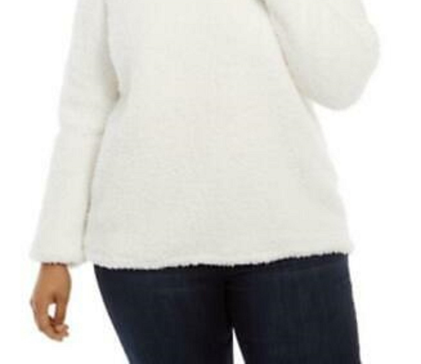 Suéter feminino plus size com gola alta e sherpa sintética, tamanho natural, tamanho 1X, da Style &amp; Co