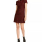 Vestido de tweed com gola e bainha assimétrica, tamanho XS, da Maison Jules, feminino, vermelho