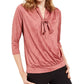 Blusa feminina Alfani com amarração no pescoço, rosa, tamanho pequeno, médio