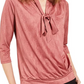 Blusa feminina Alfani com amarração no pescoço, rosa, tamanho pequeno, médio