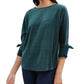 Charter Club Blusa de veludo com manga amarrada feminina, verde, tamanho extragrande