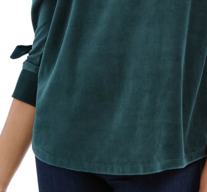 Charter Club Blusa de veludo com manga amarrada feminina, verde, tamanho extragrande