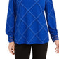 Blusa de malha xadrez feminina Charter Club, azul, tamanho extra grande