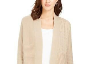 Cardigan feminino patchwork Charter Club bege tamanho extragrande