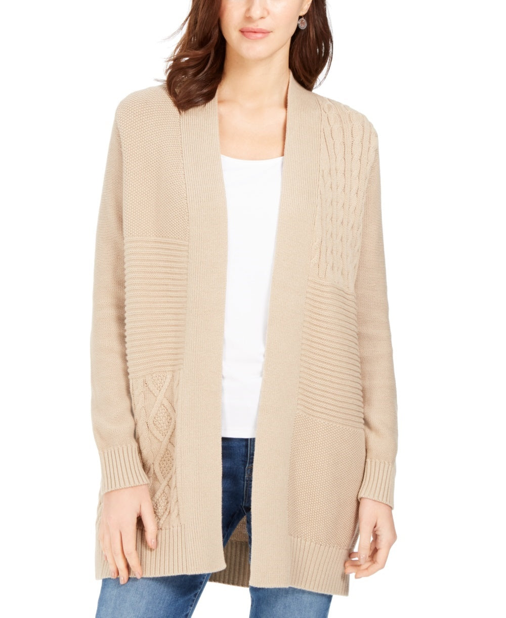 Cardigan feminino patchwork Charter Club bege tamanho pequeno