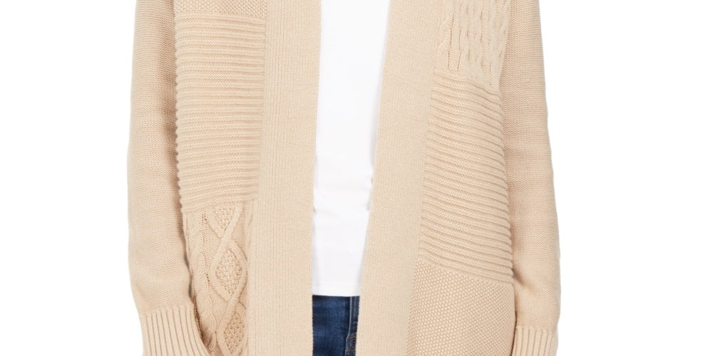 Cardigan feminino patchwork Charter Club bege tamanho pequeno