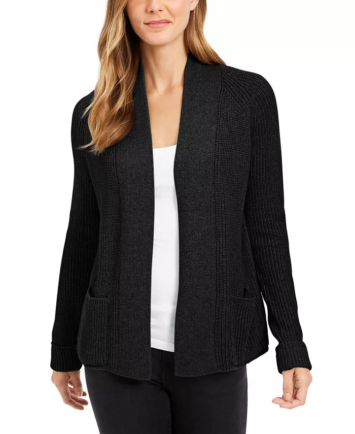 Cardigan curto de algodão feminino Charter Club, preto, tamanho pequeno