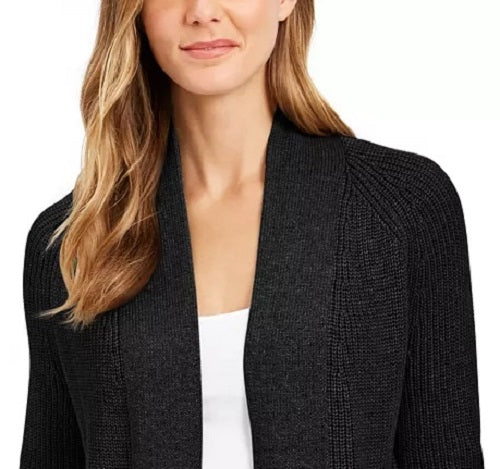 Cardigan curto de algodão feminino Charter Club, preto, tamanho pequeno