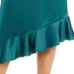 Saia feminina Alfani com babados assimétricos, verde, tamanho 16