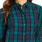 Camisa xadrez feminina Charter Club de algodão, preta, tamanho XX-G