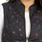 Colete acolchoado feminino com estampa floral Charter Club, preto, tamanho médio