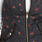 Colete acolchoado feminino com estampa floral Charter Club, preto, tamanho médio
