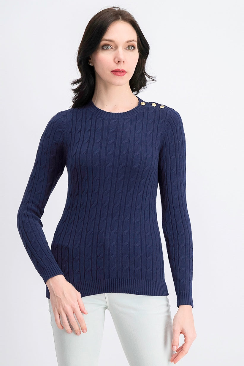 Suéter feminino Charter Club de tricô com acabamento em botões, azul, tamanho grande