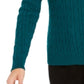 Suéter feminino com textura e estampa, manga comprida, gola redonda, tamanho verde escuro, tamanho médio