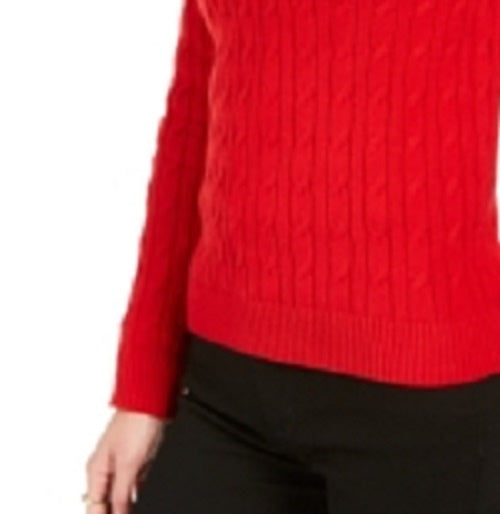 Suéter feminino Charter Club Cable com gola alta, vermelho, tamanho extragrande