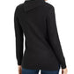 Suéter feminino Charter Club com patchwork e gola assimétrica, preto, tamanho médio
