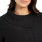 Suéter feminino Charter Club com patchwork e gola assimétrica, preto, tamanho médio