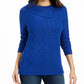 Suéter feminino Charter Club com patchwork e gola assimétrica, tamanho X-G, azul