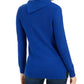 Suéter feminino Charter Club com patchwork e gola assimétrica, tamanho X-G, azul