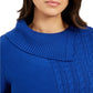 Suéter feminino Charter Club com patchwork e gola assimétrica, tamanho X-G, azul