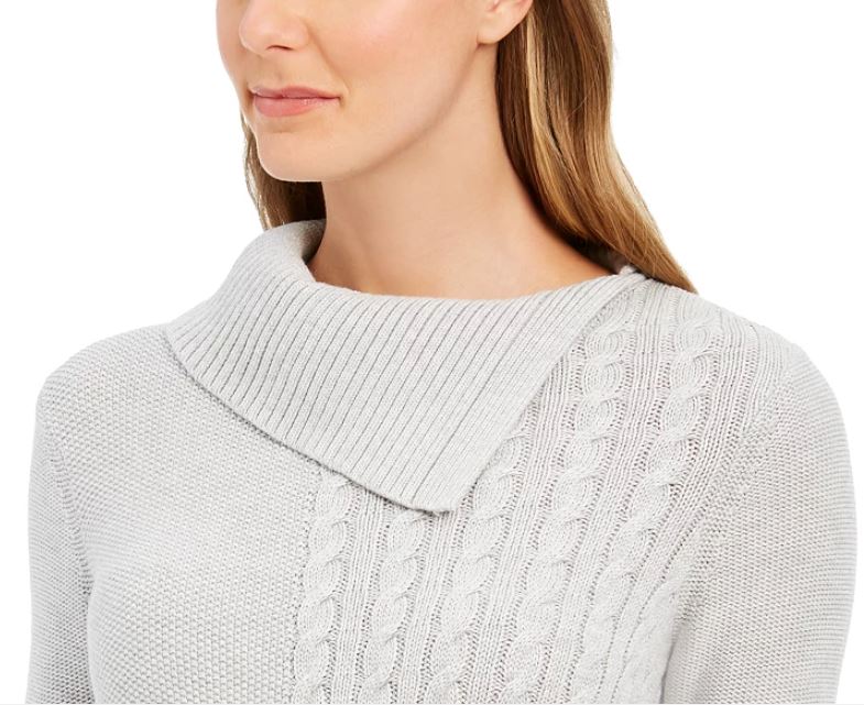 Suéter feminino Charter Club Patchwork com gola assimétrica, tamanho X-S