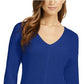 Suéter feminino de algodão texturizado com decote em V, azul, tamanho grande, da Charter Club