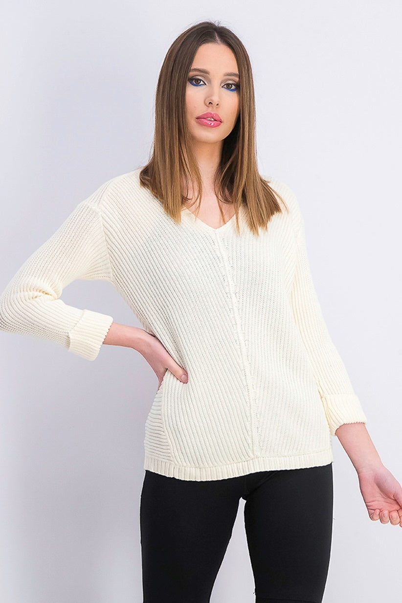 Suéter feminino Charter Club Petite de algodão canelado com punho, branco, tamanho médio