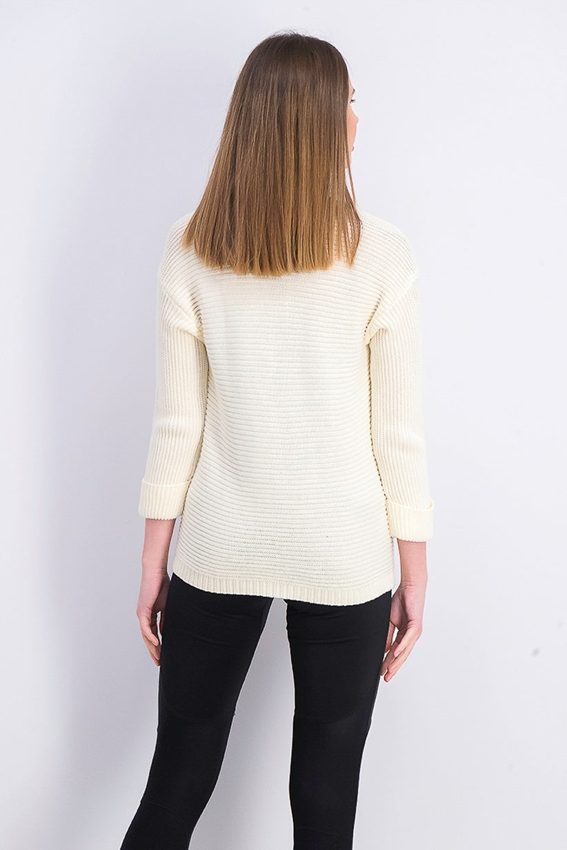 Suéter feminino Charter Club Petite de algodão canelado com punho, branco, tamanho médio