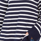 Suéter feminino listrado com gola alta Charter Club, azul, tamanho pequeno