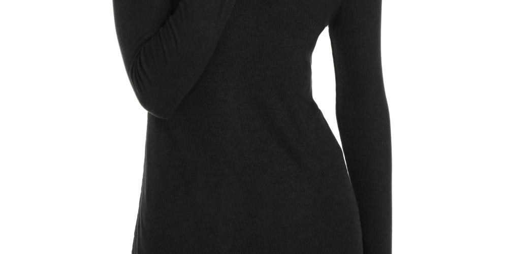 Túnica feminina canelada assimétrica da INC International Concepts, preta, tamanho pequeno