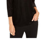 Charter Club Blusa feminina de veludo preto com manga 3/4 e gola alta, tamanho X-S