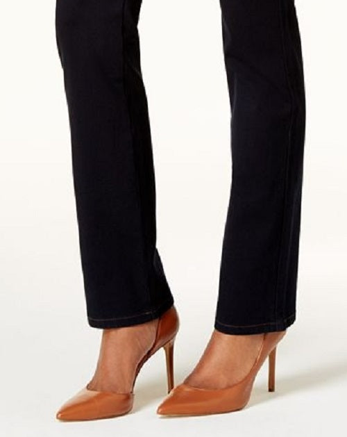 Calça jeans feminina estilo reto estilo &amp; co, preta, tamanho médio