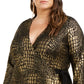 Vestido feminino plus size metálico com estampa animal da INC International Concepts, dourado, tamanho 1X