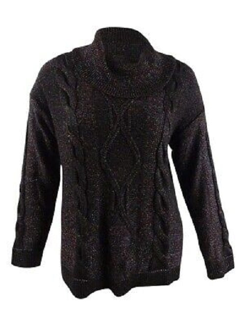 Suéter feminino Charter Club com gola alta e glitter, preto, tamanho extragrande