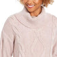 Suéter feminino Charter Club com decote careca e tricô com glitter, rosa, tamanho grande