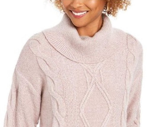 Suéter feminino Charter Club com decote careca e tricô com glitter, rosa, tamanho grande